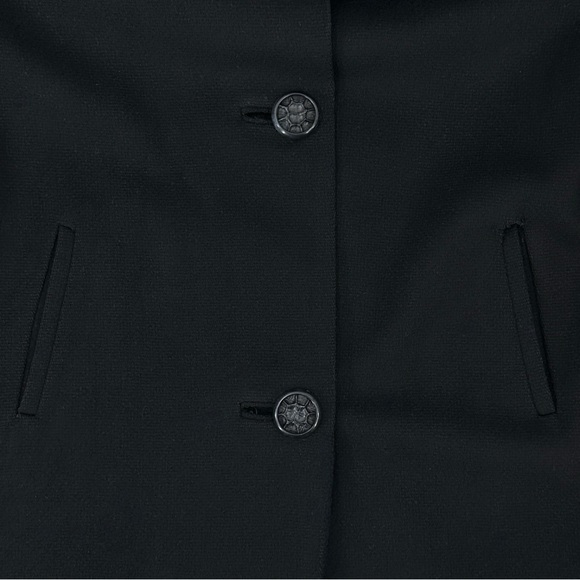 Vintage Fur Trimmed Classic Black Wool Full Length Pea Coat Peacoat - Picture 3 of 9